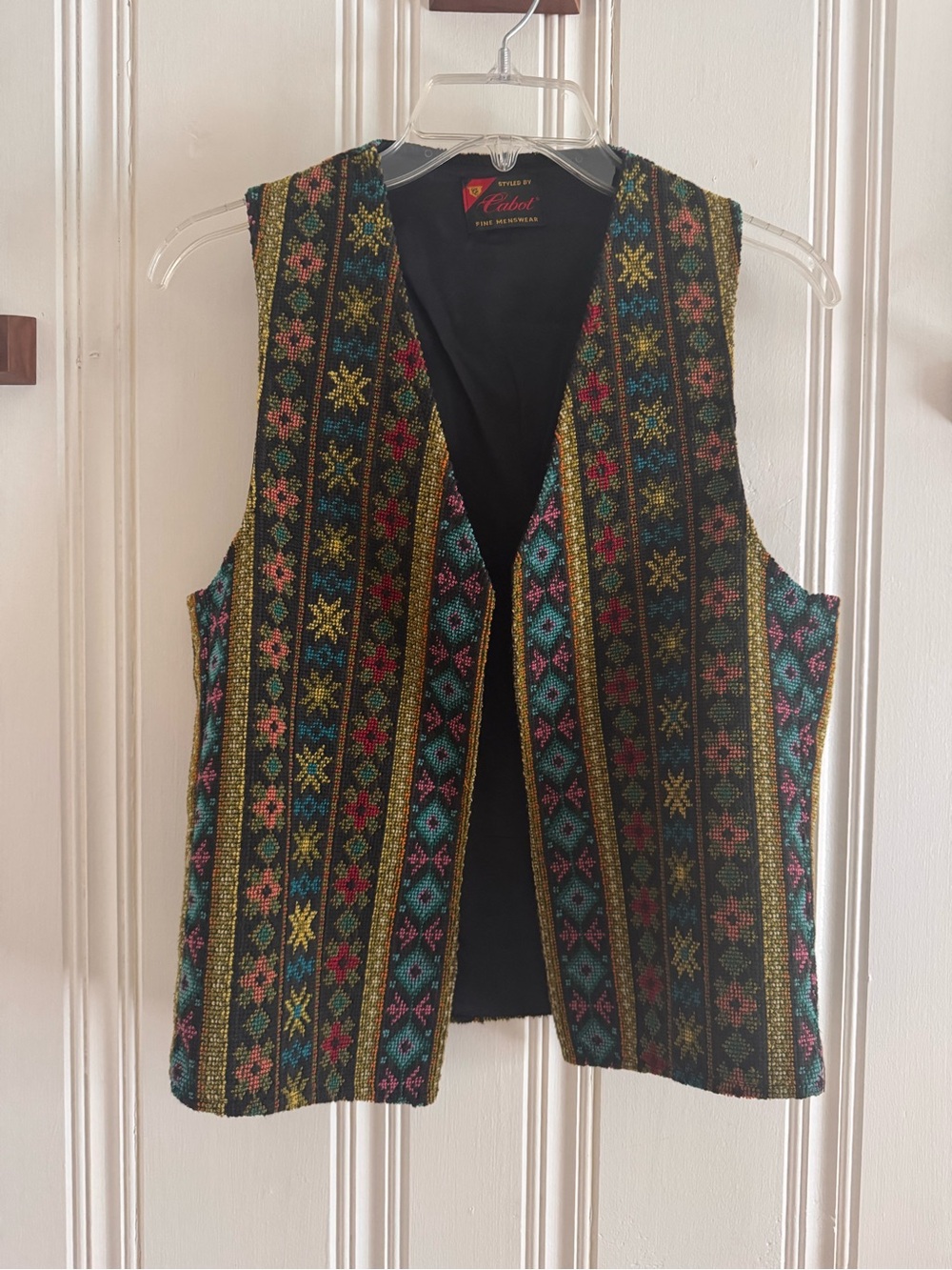 Vintage Black Multicolor Patterned Women's Vest by